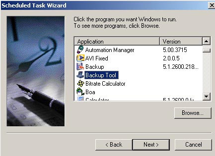 Schedule task application select