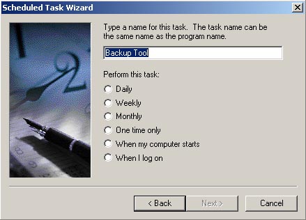 Schedule task frequency select