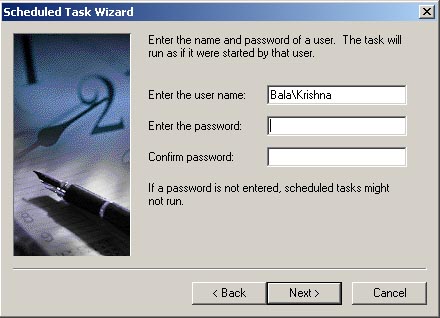 Schedule task wizard